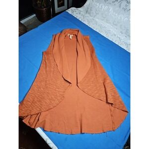 Matilda Jane Count It Out Vest Open Sleeveless Cardigan Rust Orange Asymmetrical